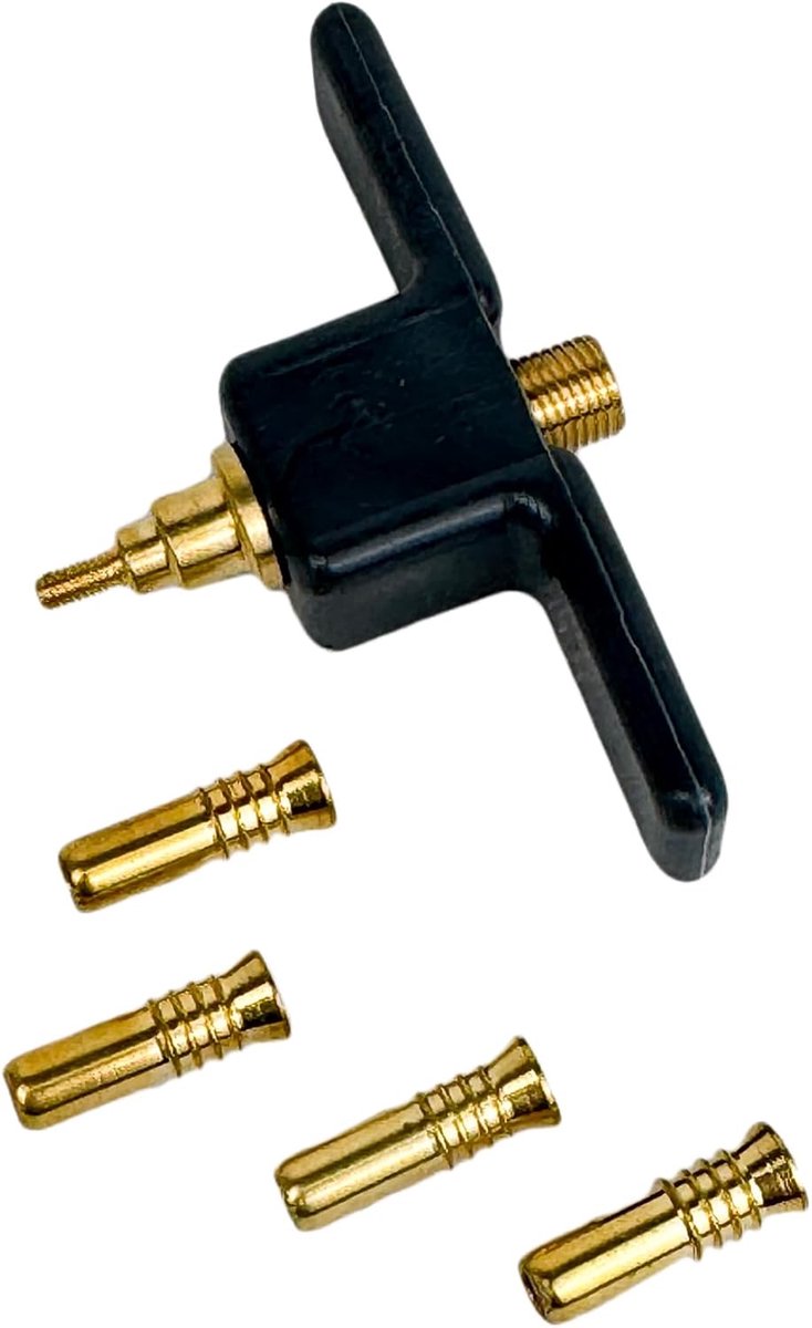 Set of 4 Majoni Fender Valves and 1 Brass Pump Adapter