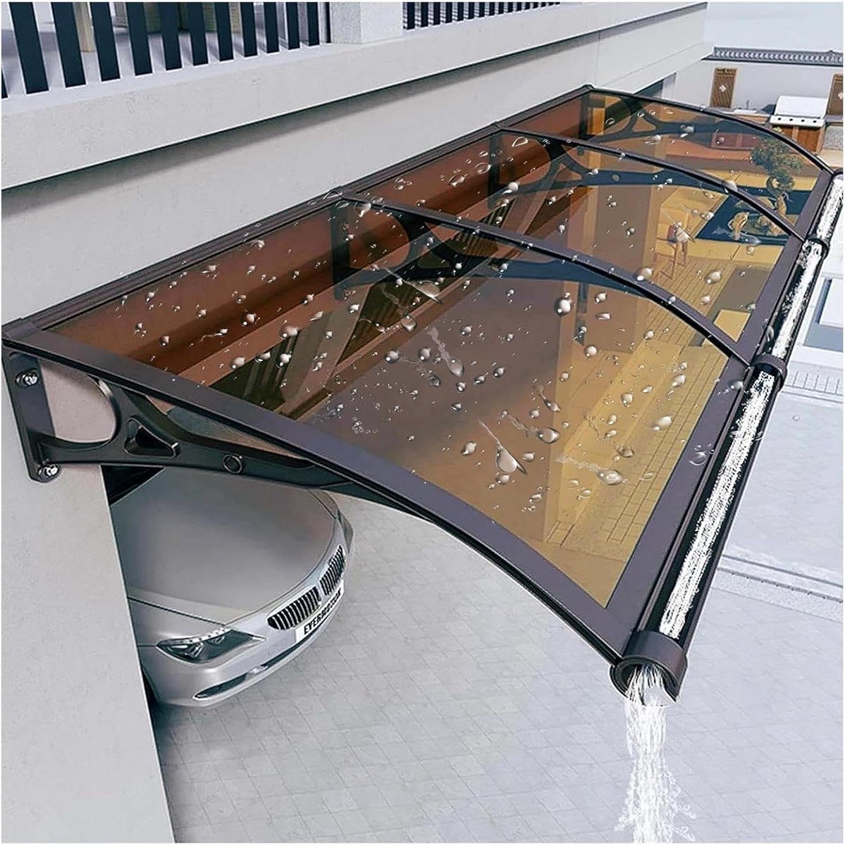 Deur Luifel - Voordeur Overkapping - Bescherming tegen weer - Roestvrij Aluminium Frame - 80 x 200 cm - Transparant