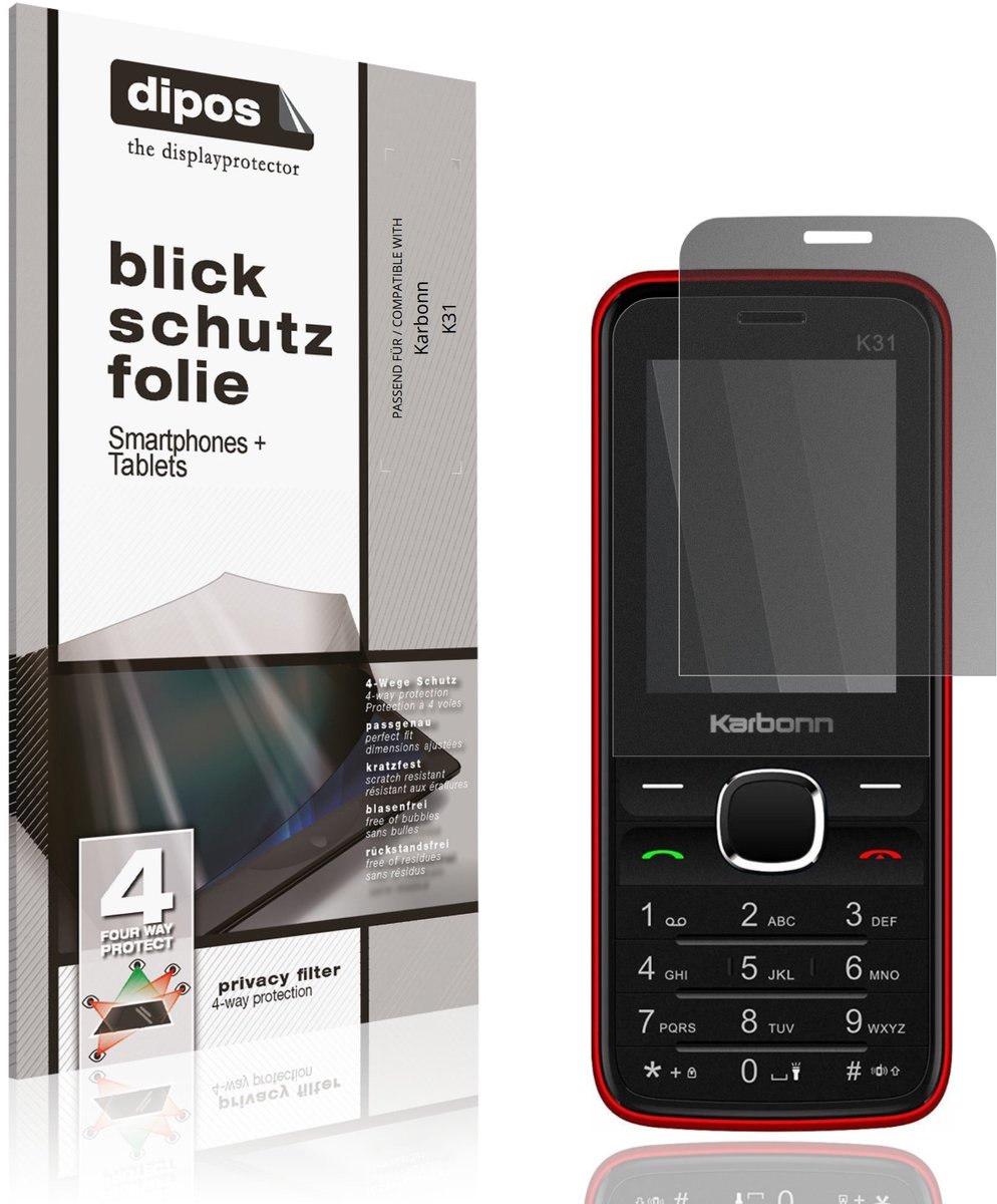 dipos – Matte Privacy Screenprotector geschikt voor Karbonn K31 | Anti-Spy Beschermfolie