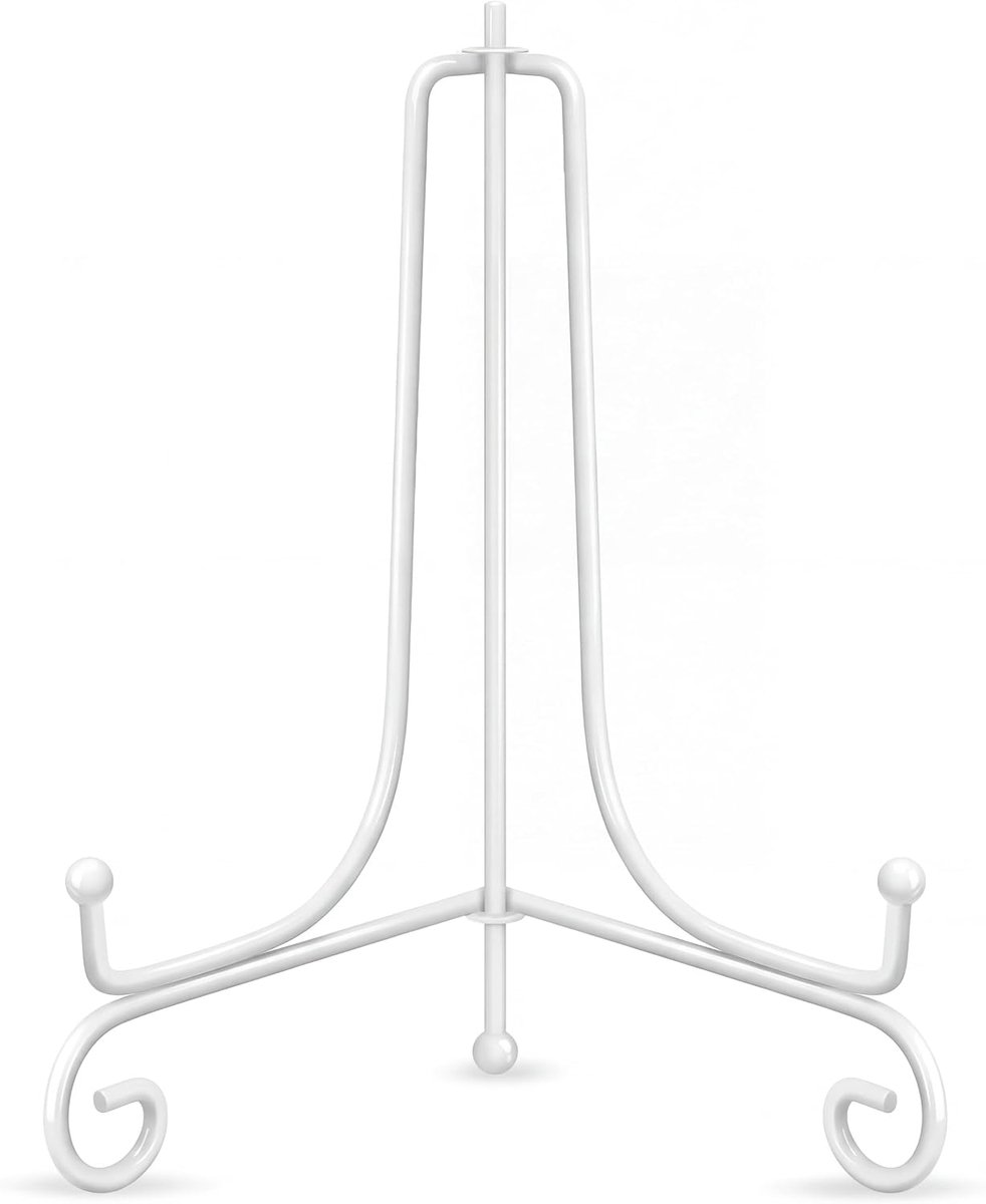 SnelShoppen - 8 Inch Witte IJzeren Stand, Decoratieve Easel voor Foto's, Borden, Boeken, Kunst en Tablets, 2 Stuks, Verstelbaar en Elegant