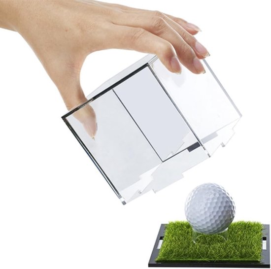 Golfbal Display - Presentatie Box - Collectie Tonen - Met Gras Design - 17 x 15 x 15 cm - Transparant — afbeelding 3