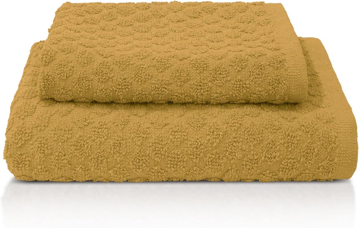 SnelShoppen - Handdoekenset 1 + 1 Jacquard-Katoenen Badstof 600 g/m², Gezichtshanddoek 55 x 110 cm en Gastendoekje 40 x 60 cm, Superzacht en Absorbere