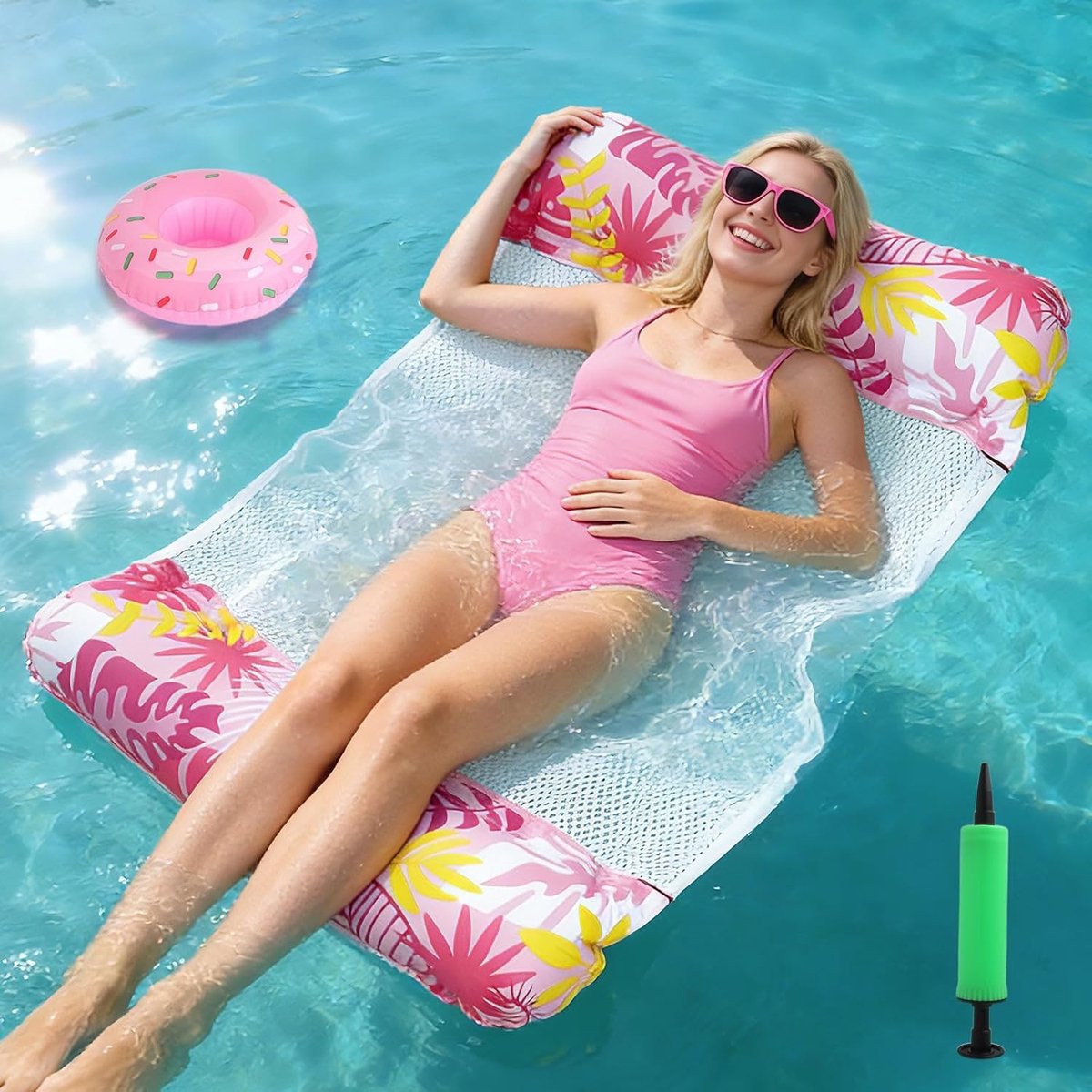 Waterhangmat - PVC Nylon - 4-in-1 Multifunctioneel - 113 kg Draagvermogen - Voor Zwembad en Strand