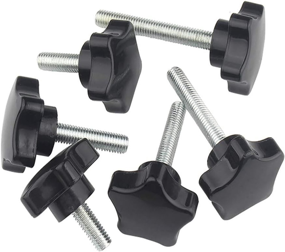 Zwarte Stervormige Handgreep M10 voor Draadklem - 5 Stuks, Ideaal voor Machine Gereedschap, Knopvormige Bevestiging en Verstelbare Montage