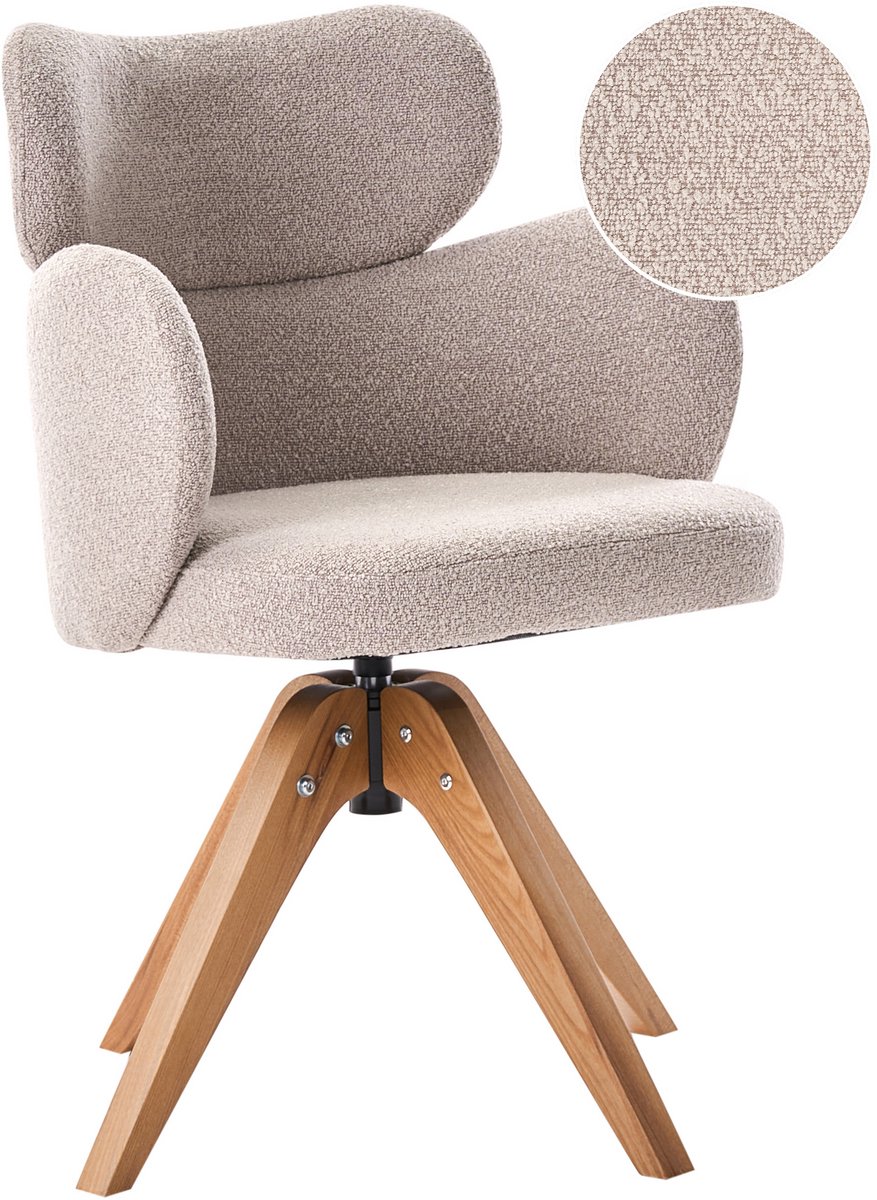 MARCY - Eetkamerstoel - Beige - Bouclé