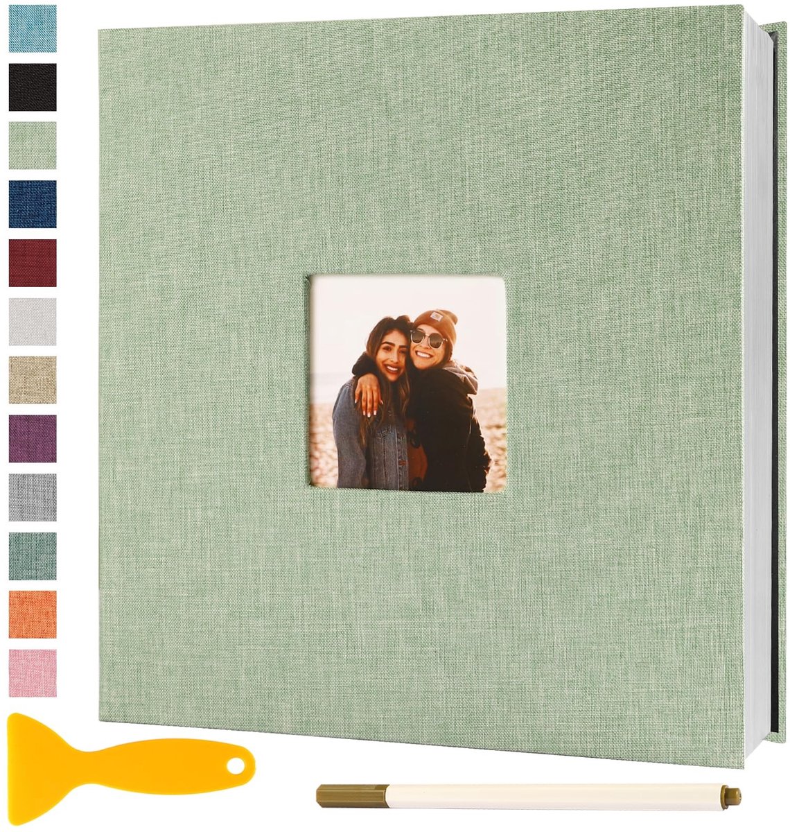 Omgoods - Zelfklevend Fotoalbum 28x27 cm met 60 Pagina's in Grasgroen