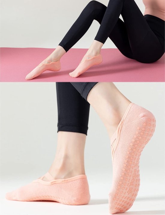 Omgoods- Yoga Sokken Antislip - 2 Paar - Geschikt voor Yoga/Dans/Fitness - Katoen - Eén Maat - Donkergrijs van Omgoods — afbeelding 2