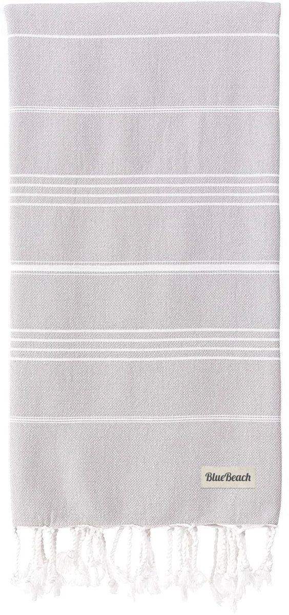 Omgoods - Turks Hamam Peshtemal Handdoek - 100x180cm - Zilver Grijs