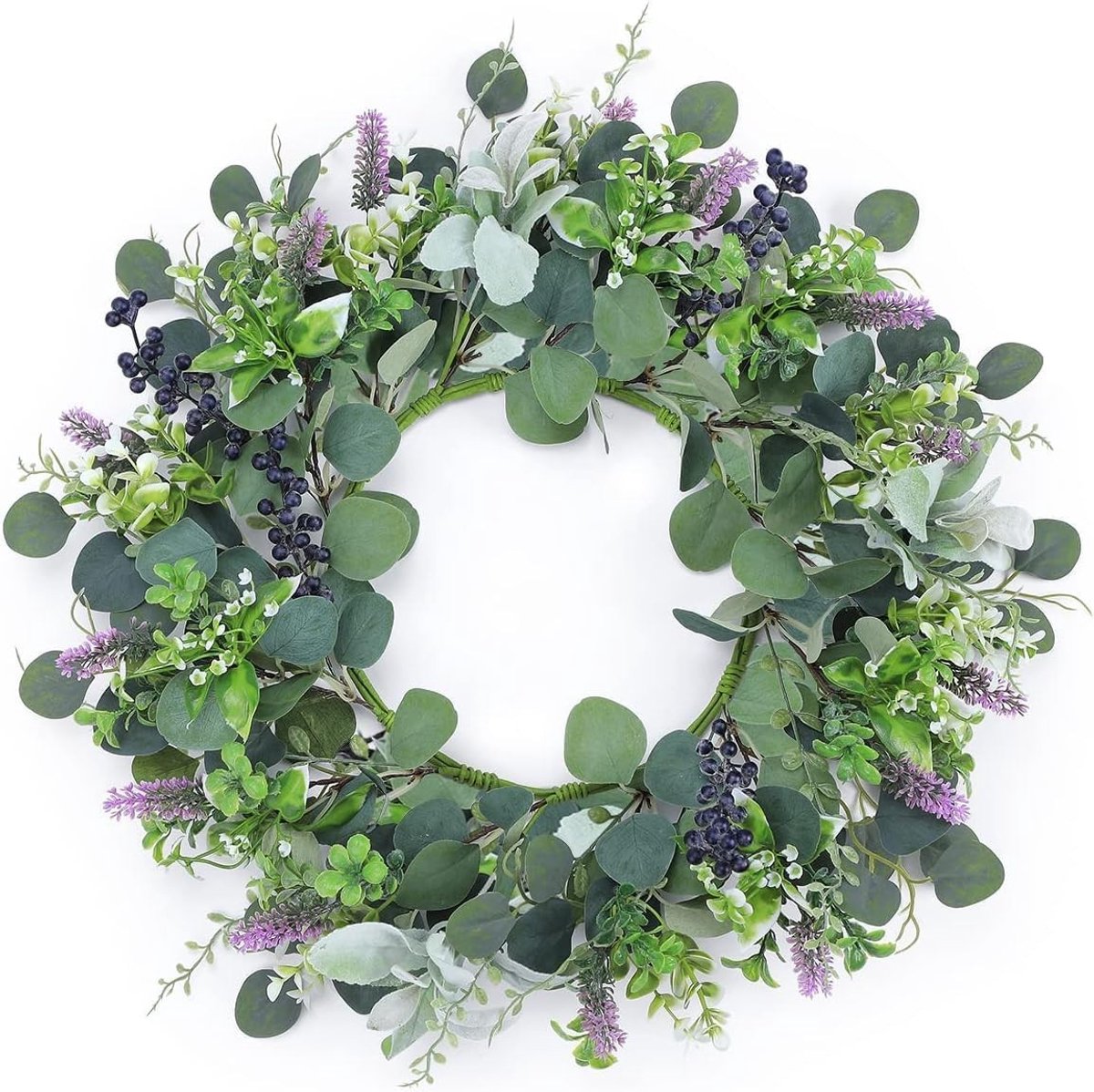 Omgoods - Kunstmatige Eucalyptus Deurkrans met Lavendel, 55 cm