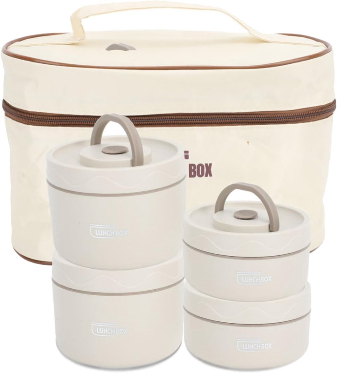 Omgoods- Geïsoleerde Lunchbox - Roestvrij Stalen Container - Draagbare Thermische Bentobox - 4 Lagen - Inclusief Thermische Tas - Veilig en Gezond Materiaal