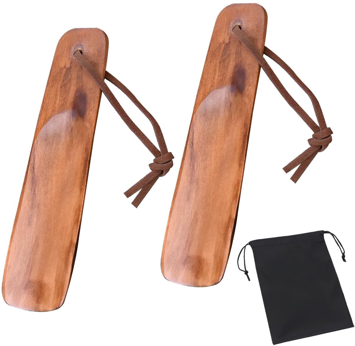 Omgoods - Houten Schoenlepel Klein 15,5 cm 2 Stuks met Touw