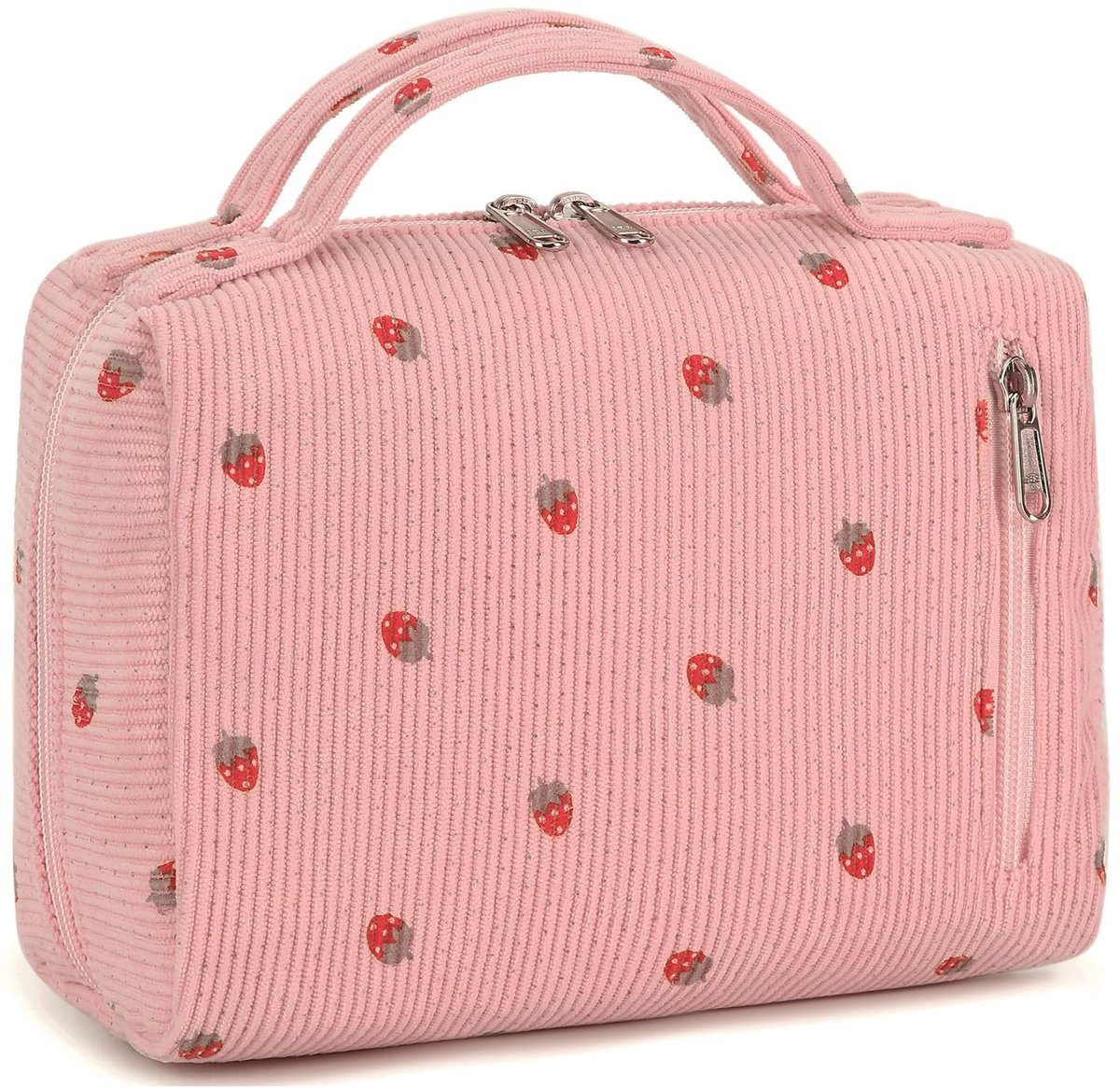 Omgoods - Draagbare Make-up Tas met Ritssluiting in Aardbeienroze