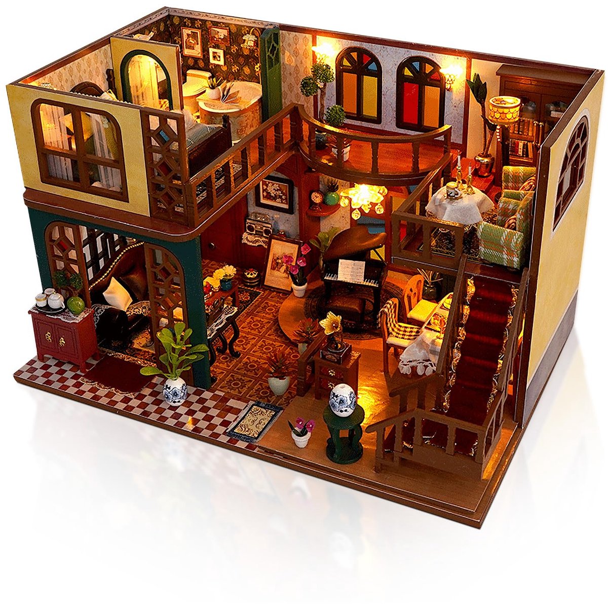 Omgoods - Miniatuur Poppenhuis Kit met LED voor Creatieve Bouwprojecten