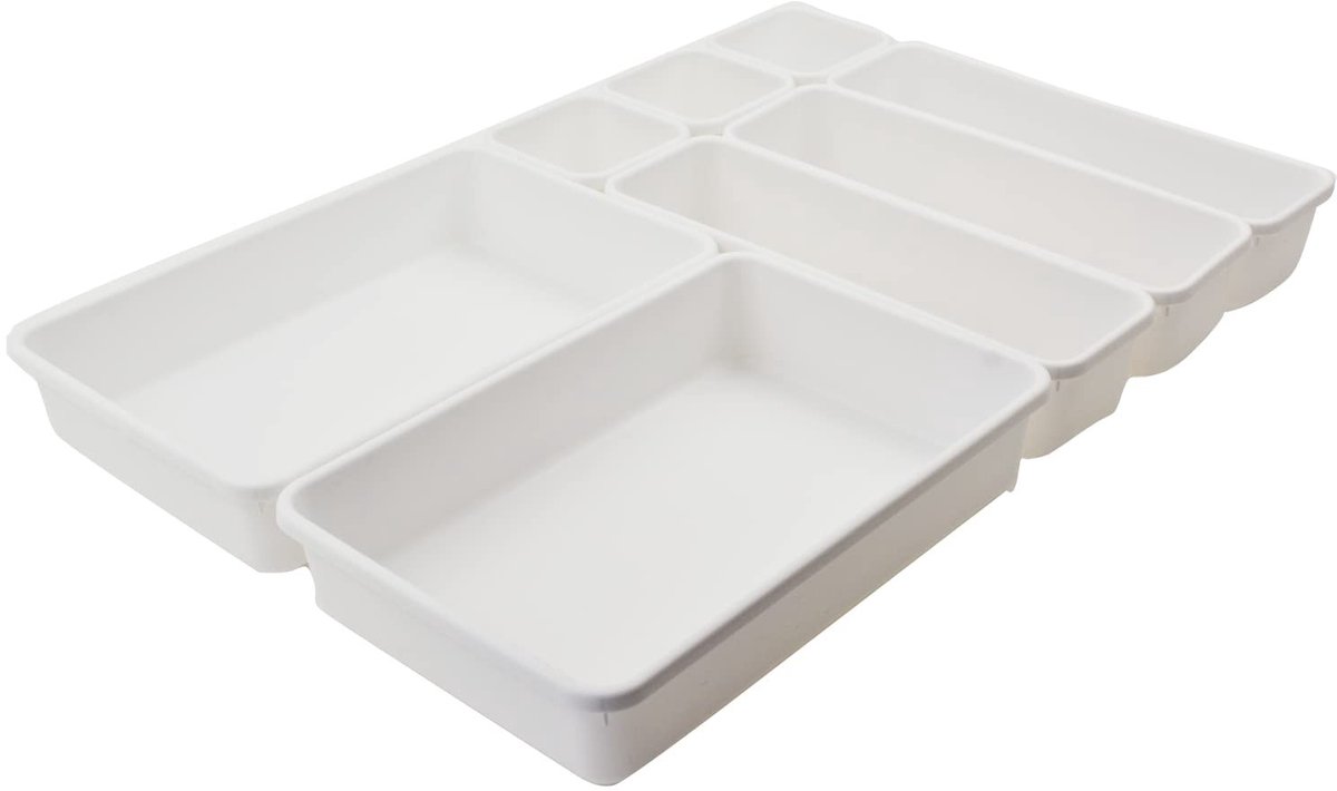 Omgoods - Lade Organizer voor 8 Stukken - Makeup Lade Indelers voor Badkamer en Keuken in Wit