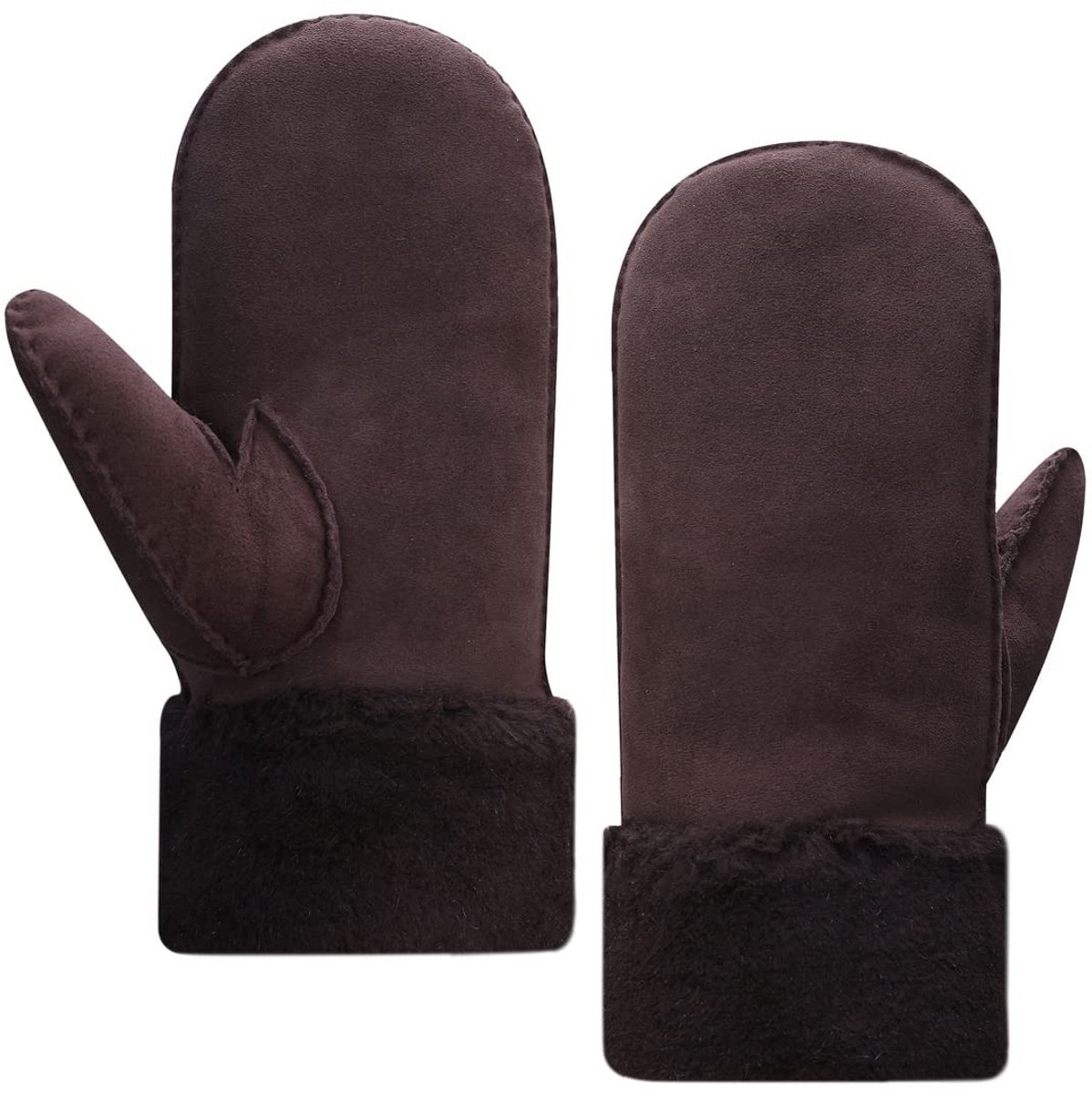Omgoods - Heren Winterwanten van Schapenleer met Warme Bontmanchetten