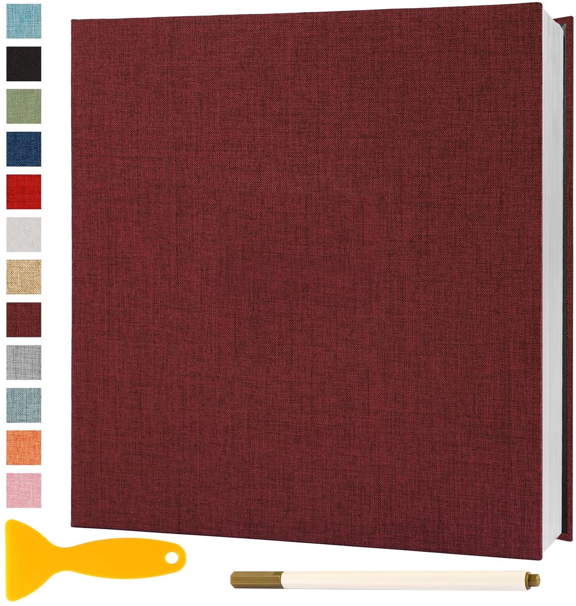 Omgoods - Zelfklevend Fotoalbum 33x32 cm met 60 Pagina's in Rood