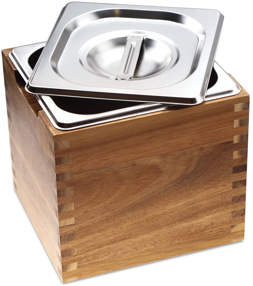 Omgoods - Composteerbare Keuken Compostbak met Deksel en Acaciahouten Box