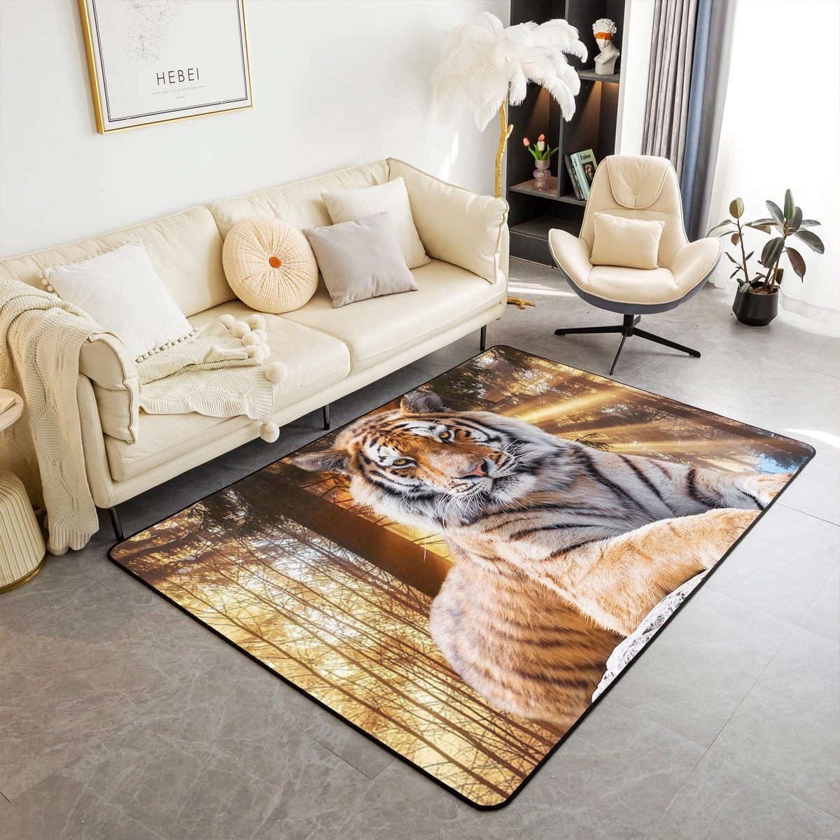 Omgoods - 3D Tigervloerkleed voor Woonkamer en Slaapkamer