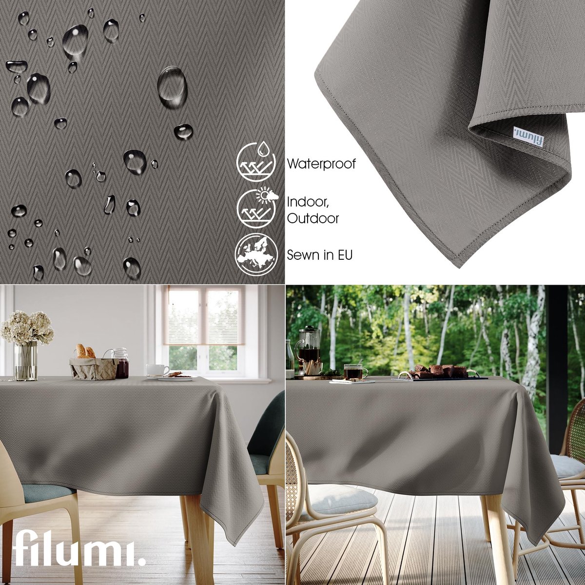 Omgoods - Wasbare Tafelkleed Ovaal 140 x 240 cm in Beige