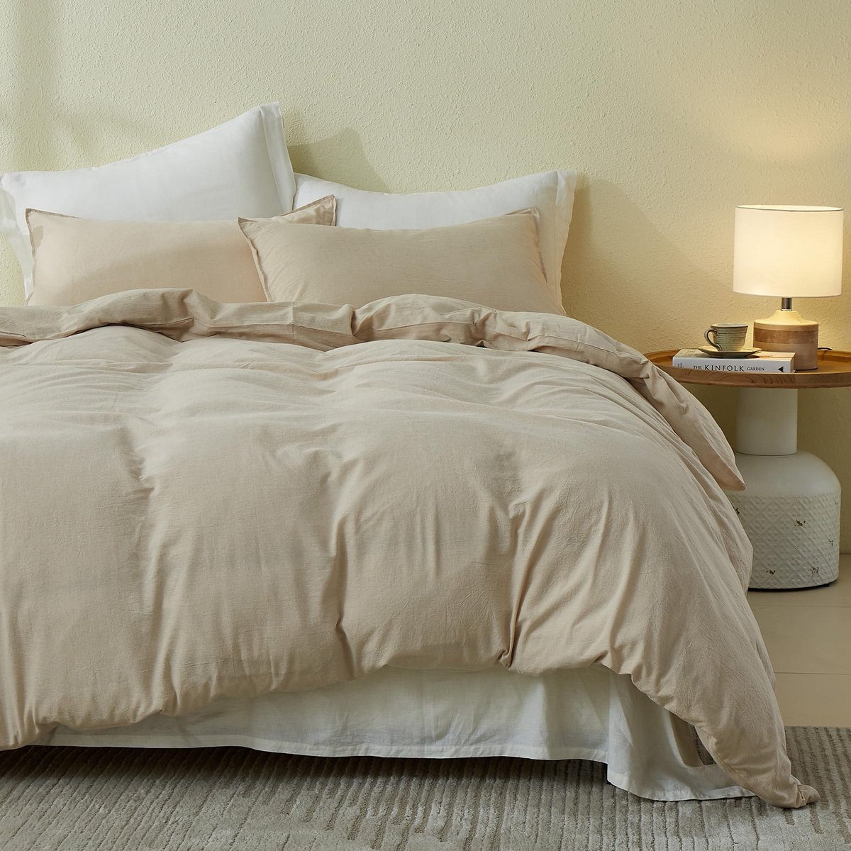 Omgoods - Luxe Duvet Cover Set van 100% Katoen - Licht Khaki 200 x 200 cm