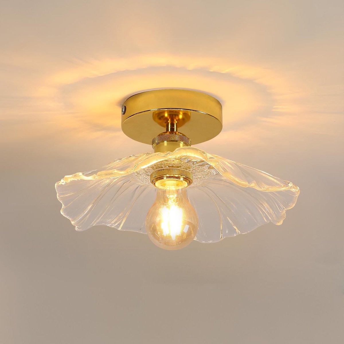 Omgoods - Half-Plafondlamp in Bloemvorm met Transparant Glas