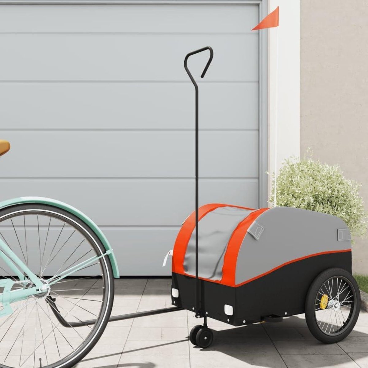 Fietskar - Transportkar - Goederen Vervoeren - Stevig Ijzeren Frame - 30 kg Draagvermogen - Zwart Oranje