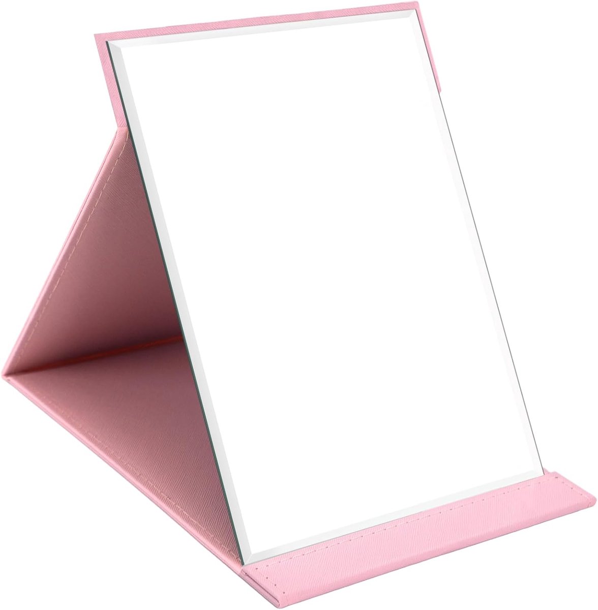 SnelShoppen - Vouwspiegel Draagbaar, Tafel Spiegel Multi Stand Hoek, Reisspiegel, Super HD Make-up Spiegel, Opvouwbare Spiegel met PU Leer Hoes, Inkla