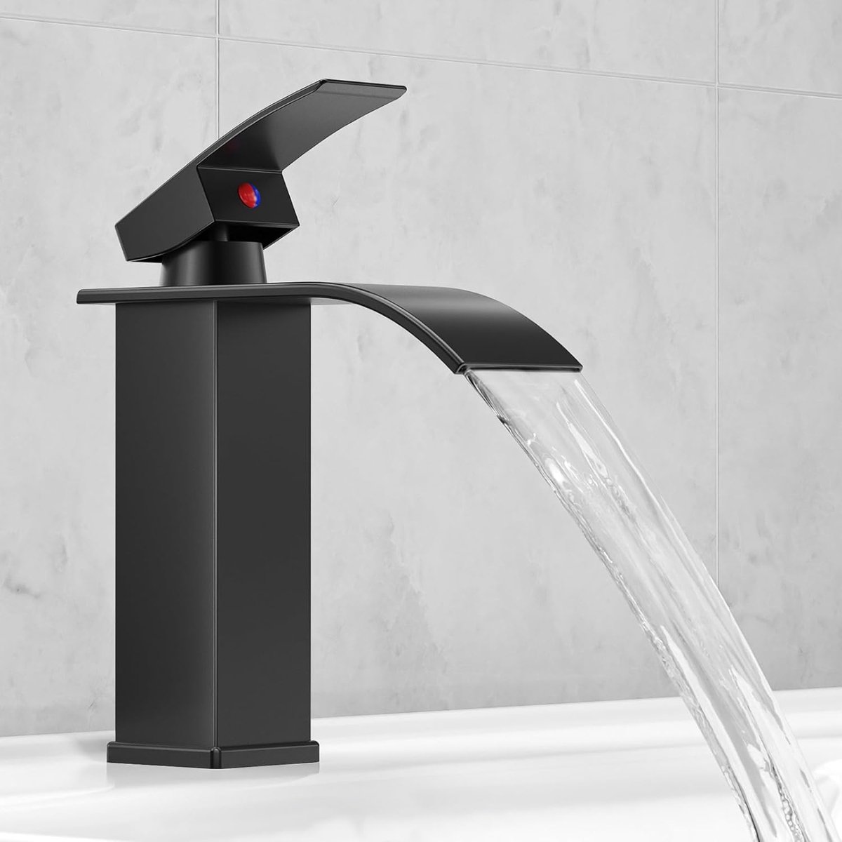 Tap for Bathroom Sink with Waterfall, Mixer Tap for Bathroom Made of Brass and Stainless Steel, Chrome-Plated (incl. - ShopVlot