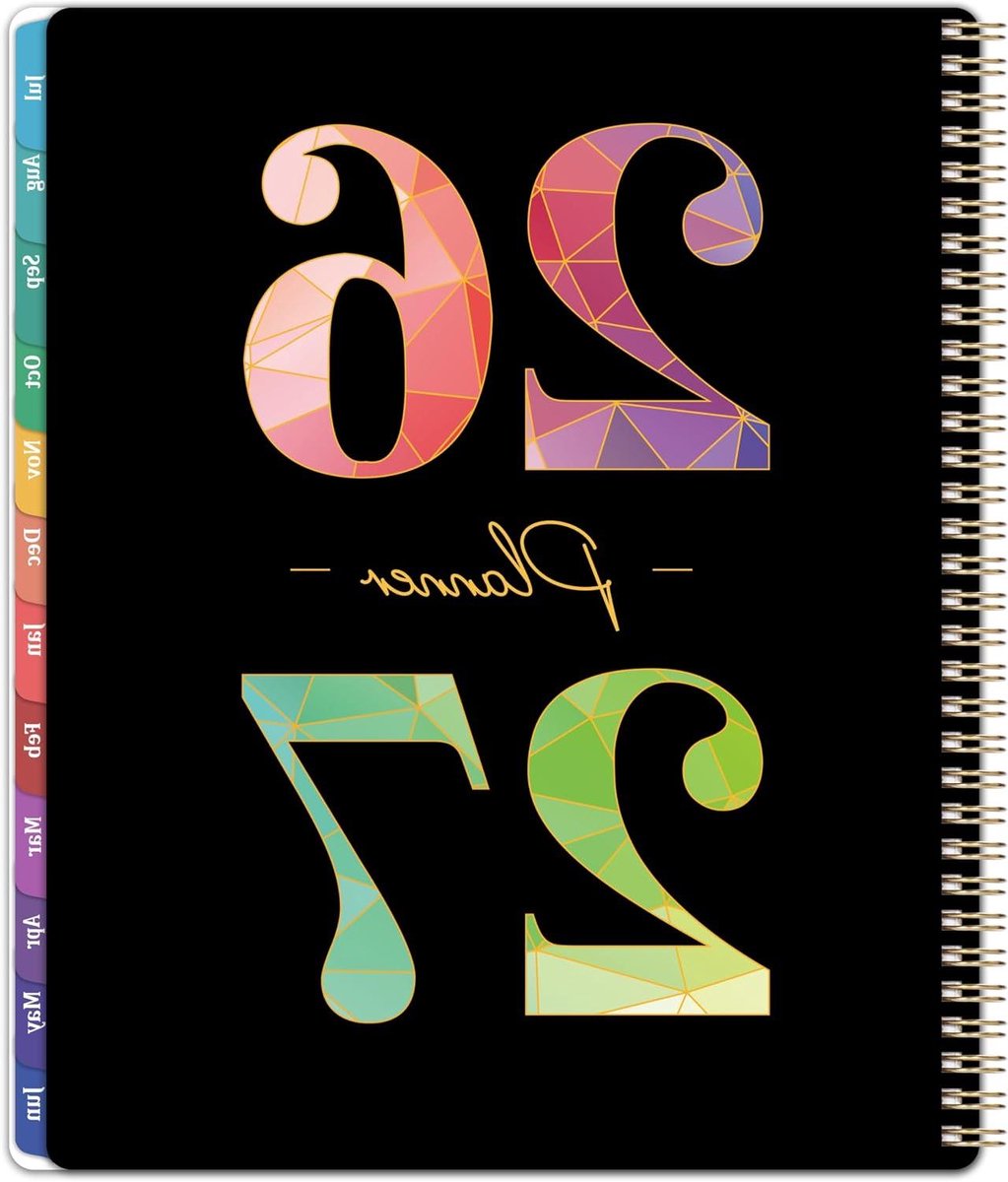 Academische Planner - Studieplanner Wekelijks Maandelijks - Planning en Organisatie - Gecoate Tabs en Binnenzak - 9" x 11" - Multicolor