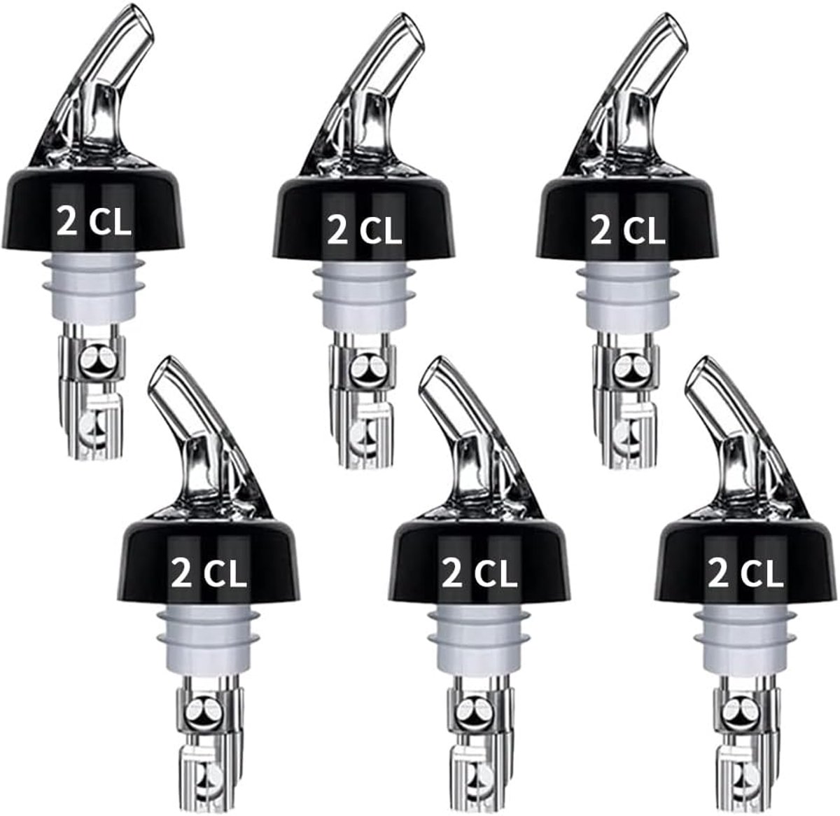 Flessenaftapset 6 stuks - 2 cl doses - universeel ontwerp - eenvoudig doseren - ShopVlot