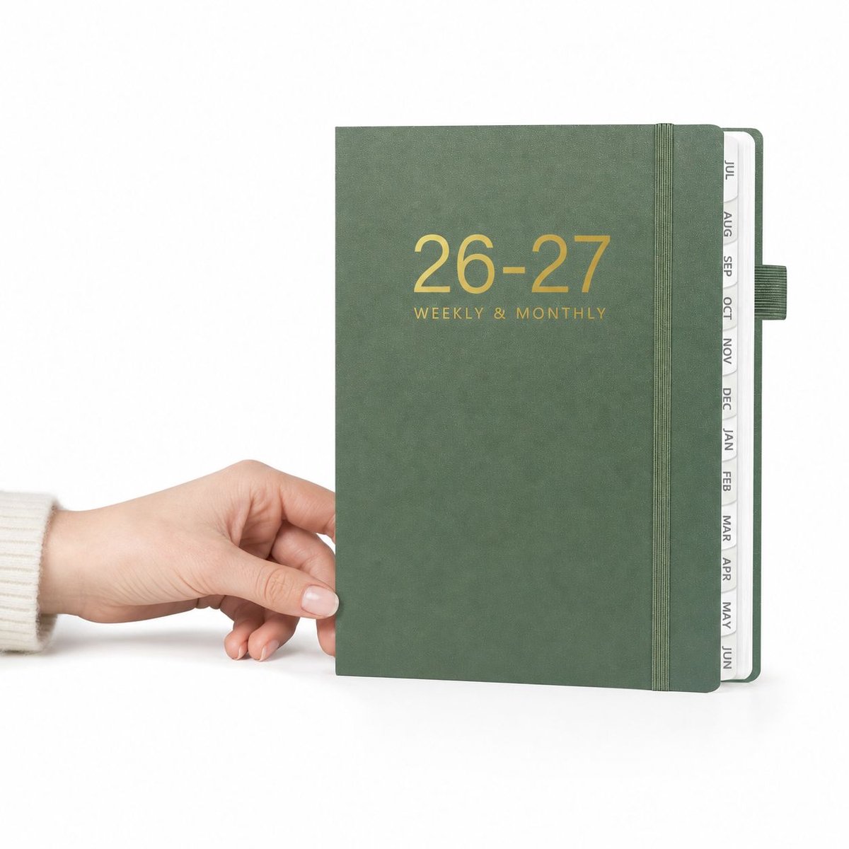 VHV-Agenda 2026-2027 - Professionele en Duurzame Jaarplanner en Weekplanner van Juli 2026 tot Juni 2027 met Hardcover, Handig A5-formaat en Premium Papier voor Kantoor, Studie en Dagelijks Gebruik - Olijfgroen