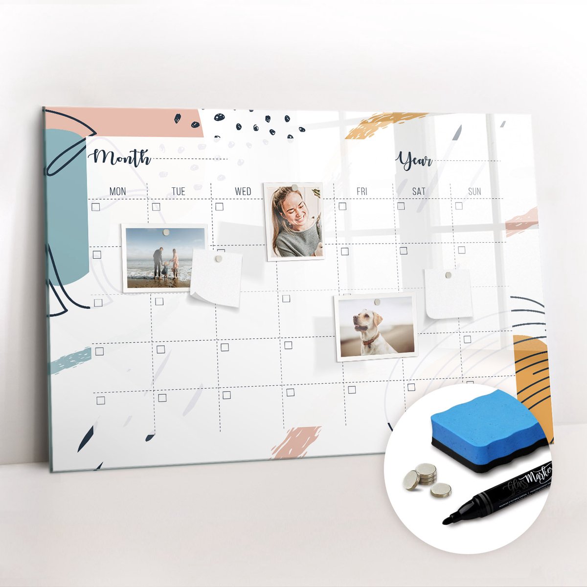 Tulup Whitebord - Bedrijfsorganisator - 90 x 60 cm - Wit Magnetisch Wandbord - Gratis 5 Sterke Magneten + Whiteboard Marker & Wisser - Wanddecoratie Kantoor - Magnetisch Bord Kind - Productiviteit Tools