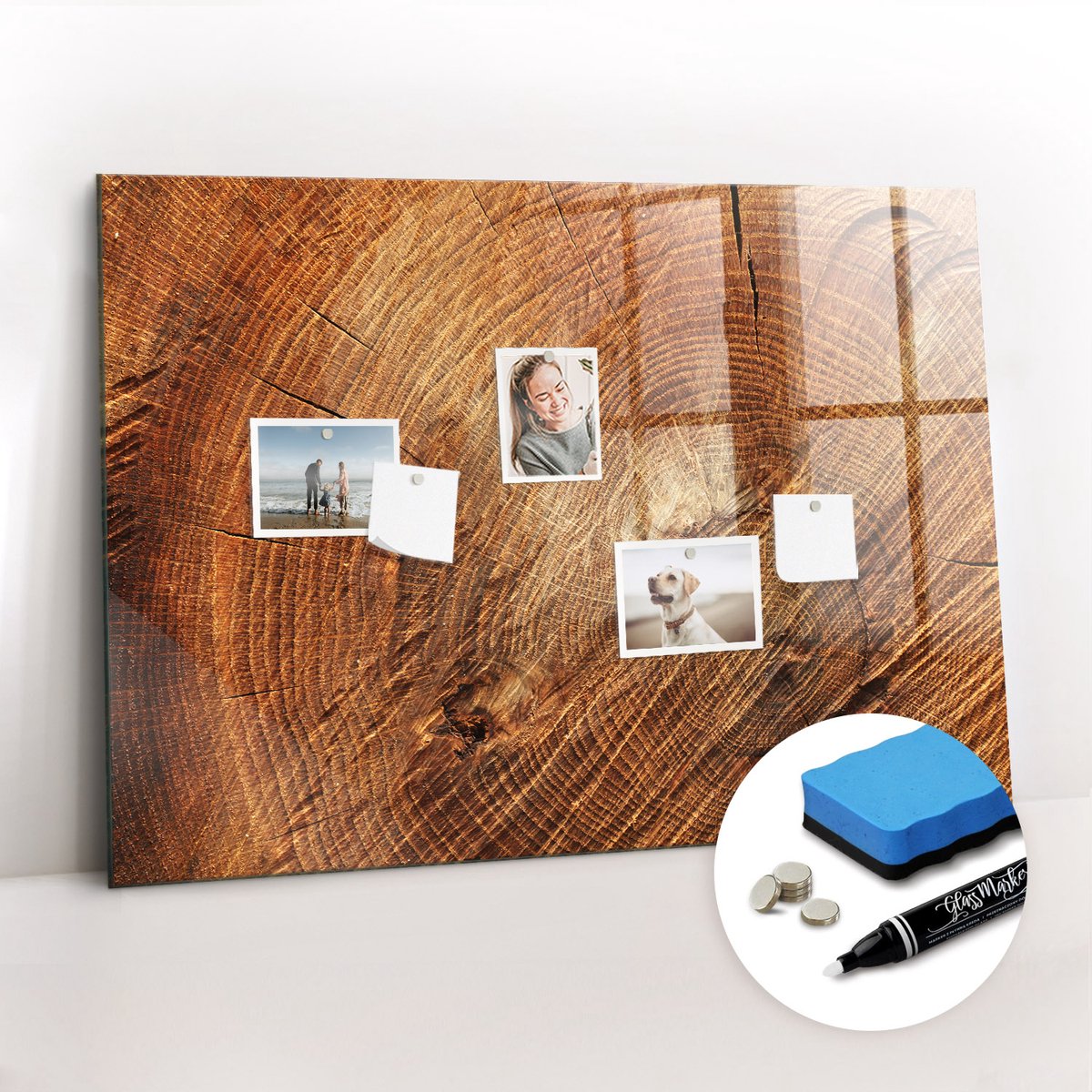 Tulup Whitebord - Oude boomstam - 100 x 70 cm - Bruin Memobord Magnetisch - Gratis 5 Sterke Magneten + Whiteboard Marker & Wisser - Organizer Muur - Magnetisch Wandbord - Planning Muur