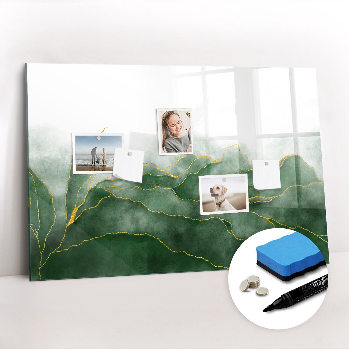 Tulup Whitebord - Botanische abstracte bladeren - 90 x 60 cm - Groente Magneetbord Keuken - Gratis 5 Sterke Magneten + Whiteboard Marker & Wisser - Wanddecoratie Kantoor - Magnetisch Bord - Inspiratiebord Kantoor
