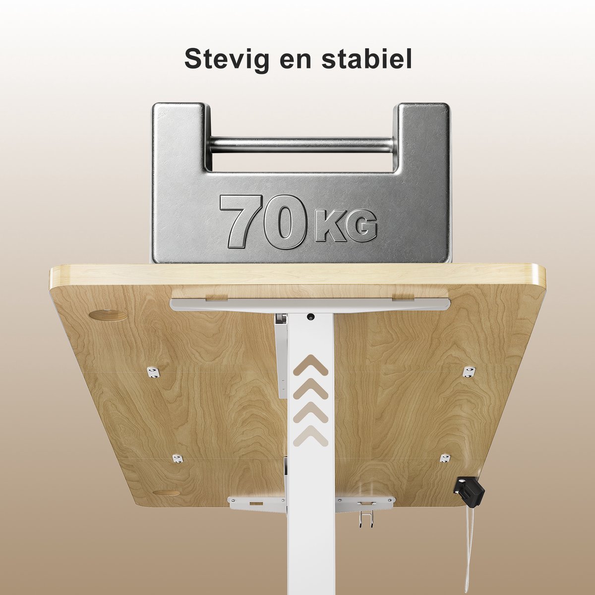 Devoko Elektrisch Verstelbaar Zit-Sta Bureau 100x60 cm Breed – Hoogte 73–118 cm – 2 Geheugenstanden, Zit-Herinnering, LED-Display en USB – Draagvermogen 70 kg – Beige thumbnail 4
