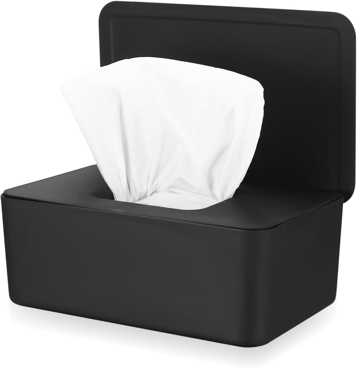Box voor vochtige doekjes - dispenser met deksel - zwart - ideaal voor thuis en op kantoor - SnelShoppen