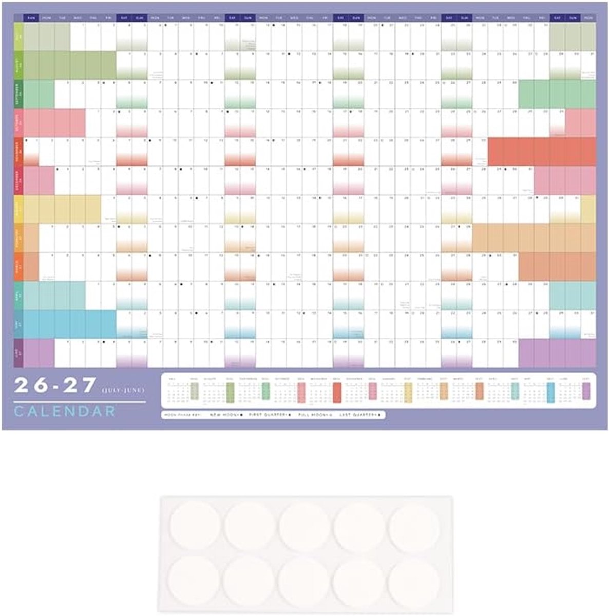 Wandplanner A3-formaat 2026-2027 - niet-gelamineerd - mini kalender inbegrepen - ideaal voor organisatie - SnelShoppen