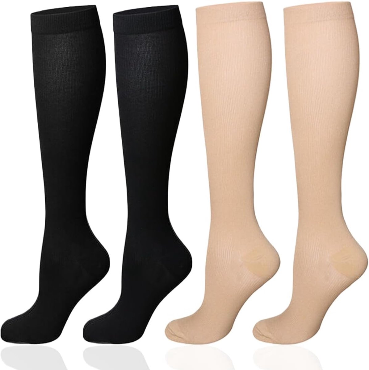 2 paar 15-20 mmHg compressiekousen voor dames en heren, compressiekousen, enkelverstuikingen