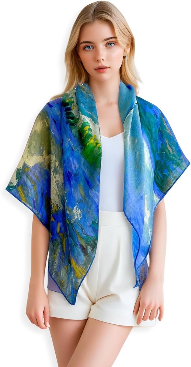Dames Pashmina sjaal van kasjmier 90x90 cm vierkant artistiek design ultralicht elegant cadeau