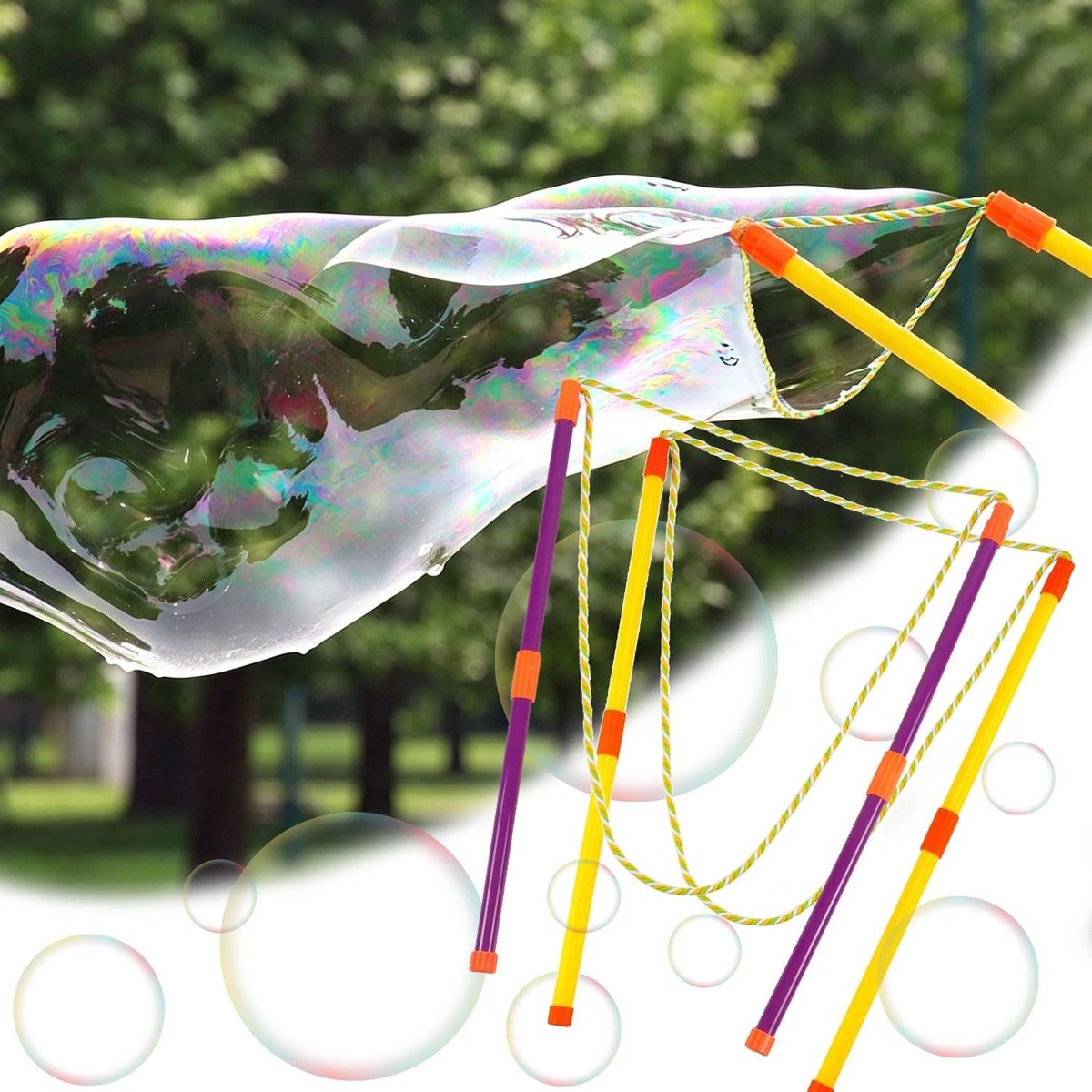 gigantische zeepbellen set, 2 stuks grote zeepbellen, telescopische ontwerp zeepbellen staaf, zeepbellen speelgoed, eenvoudig te dragen, voor buitenspellen, feest