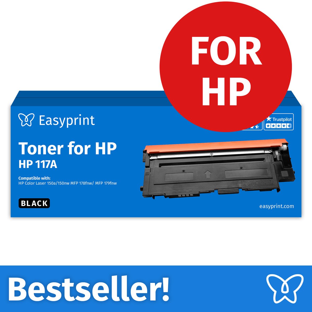 NIEUW: Easyprint Toner voor HP 117A zwart, compatibel met HP ColorLaser 150, MFP-178, e.d., 1 stuk