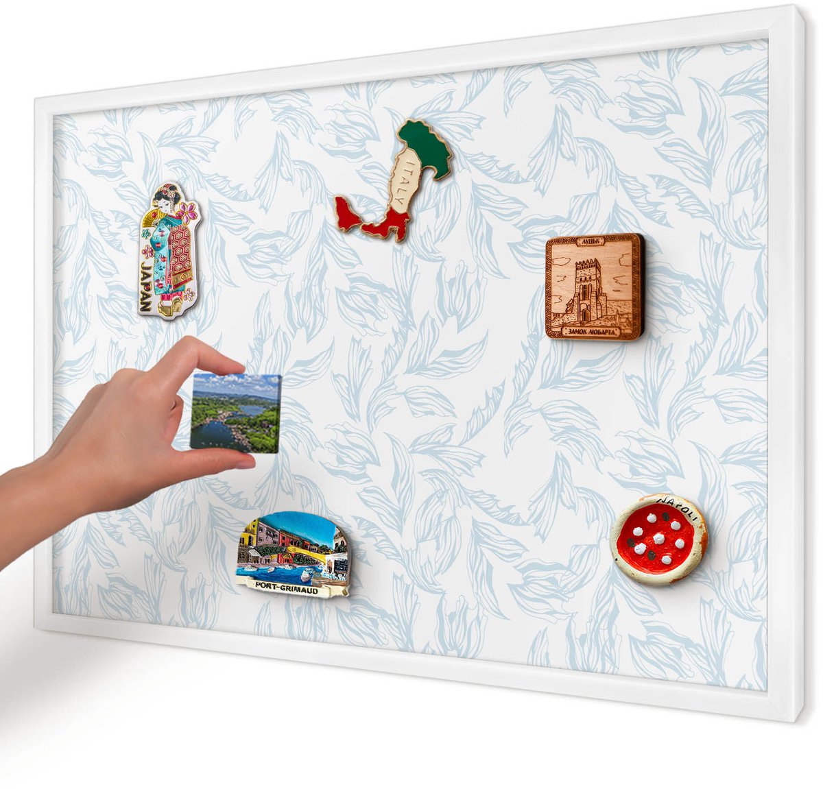 Artprintcave Wit Magneetbord mit Witte Lijst - 60x40 cm - Licht Thema Magnetische Organizer - Minimalist Wandbord Magnetisch - Bloemen En Planten