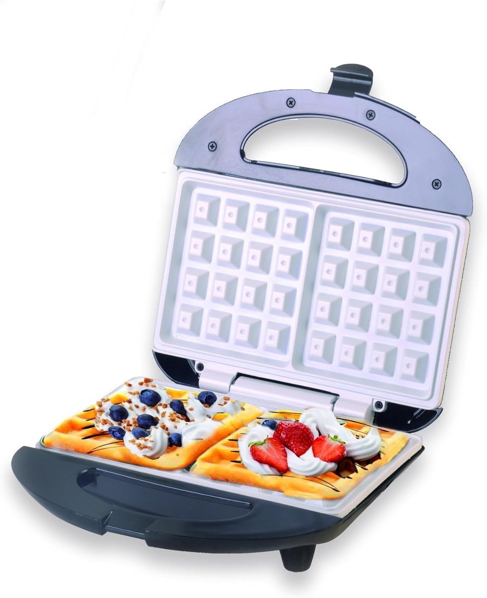 Wafelijzer - Keramische Coating - 700 Watt Vermogen - Antiaanbaklaag - Voor Heerlijke Wafels