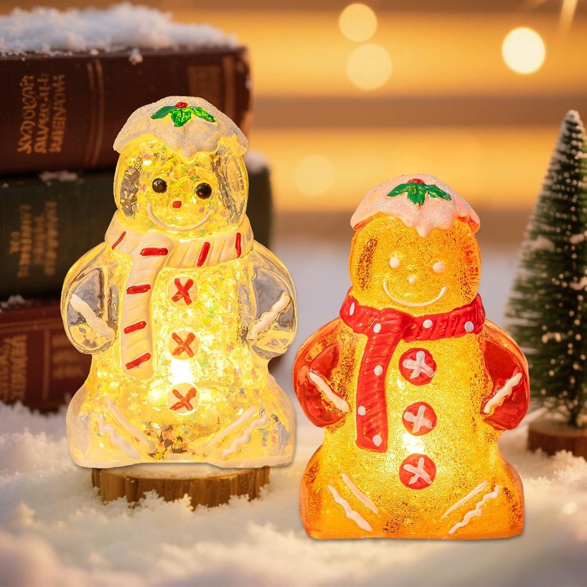 UOY LED Christmas Decoration Figures, 2 Pieces LED Gingerbread Men, Decorative Christmas Figures, Christmas - ShopVlot