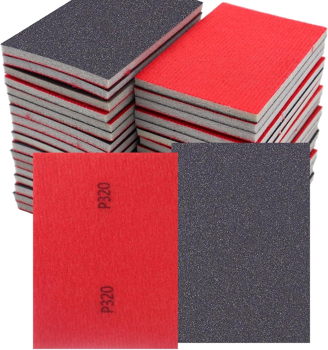 SnelShoppen - 30 Stuks Schuur Spons, 320 Korrel, Wasbaar, Herbruikbaar, Voor Nat/Droog, Metaal, Auto, Hout, Wand, Kunststof