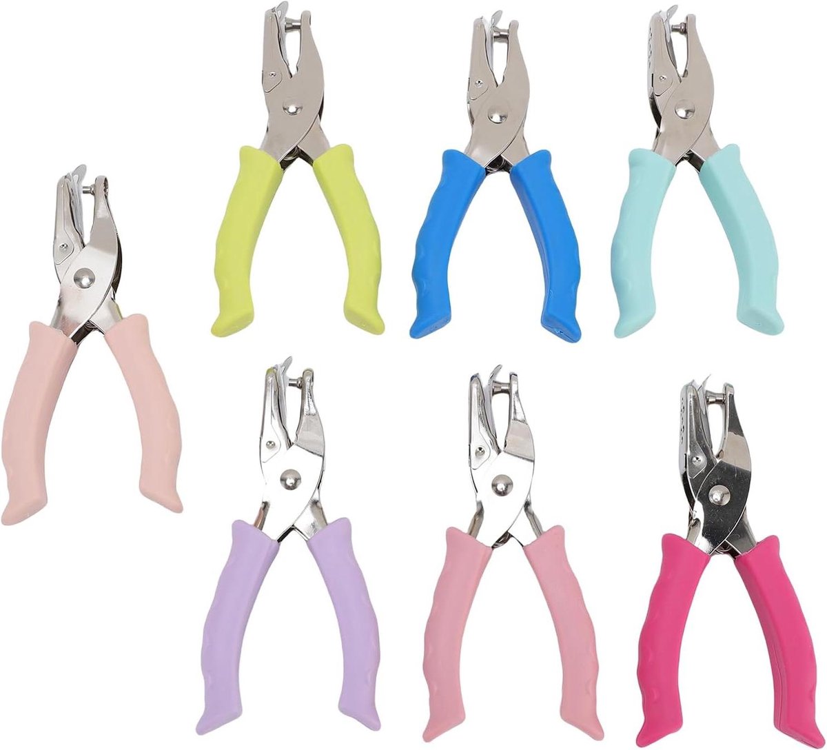 Gatenpons Set - Papierpons Enkele Gat Pons - Papier Bewerken - Roestvrij Staal - 7 stuks - Zilver