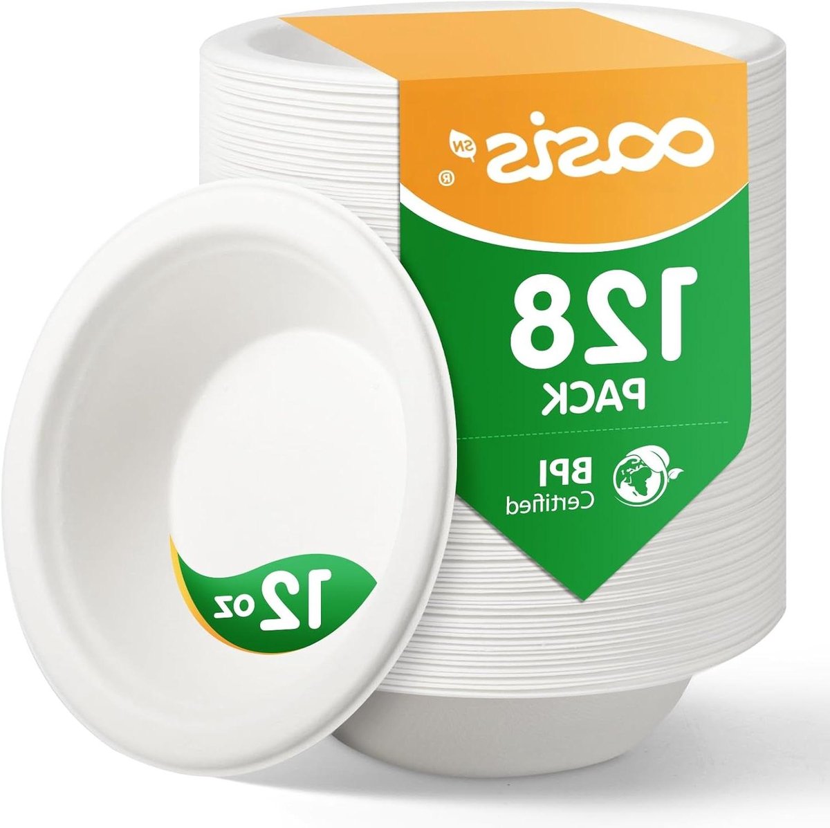 Composteerbare Papieren Kommen - Bagasse Kommen Wegwerp - Feestjes en Evenementen - Magnetron en Vriezer Geschikt - 128 Stuks 360ml