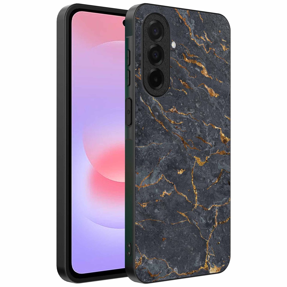 Geschikt voor Samsung Galaxy A37 Telefoonhoesje met Grijs Goud Marmer Opdruk - TPU Backcover Case Grey Gold Marble Design - Grijs Goud - Smartphonica geschikt voor Samsung Galaxy A37