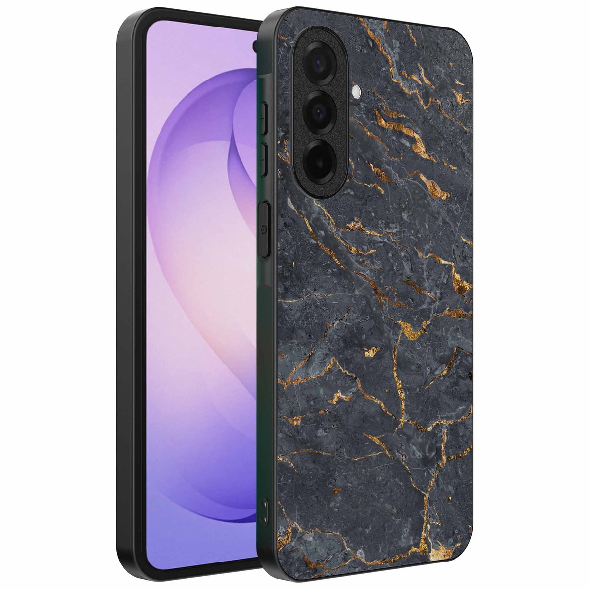 Geschikt voor Samsung Galaxy S26 Telefoonhoesje met Grijs Goud Marmer Opdruk - TPU Backcover Case Grey Gold Marble Design - Grijs Goud - Smartphonica geschikt voor Samsung Galaxy S26