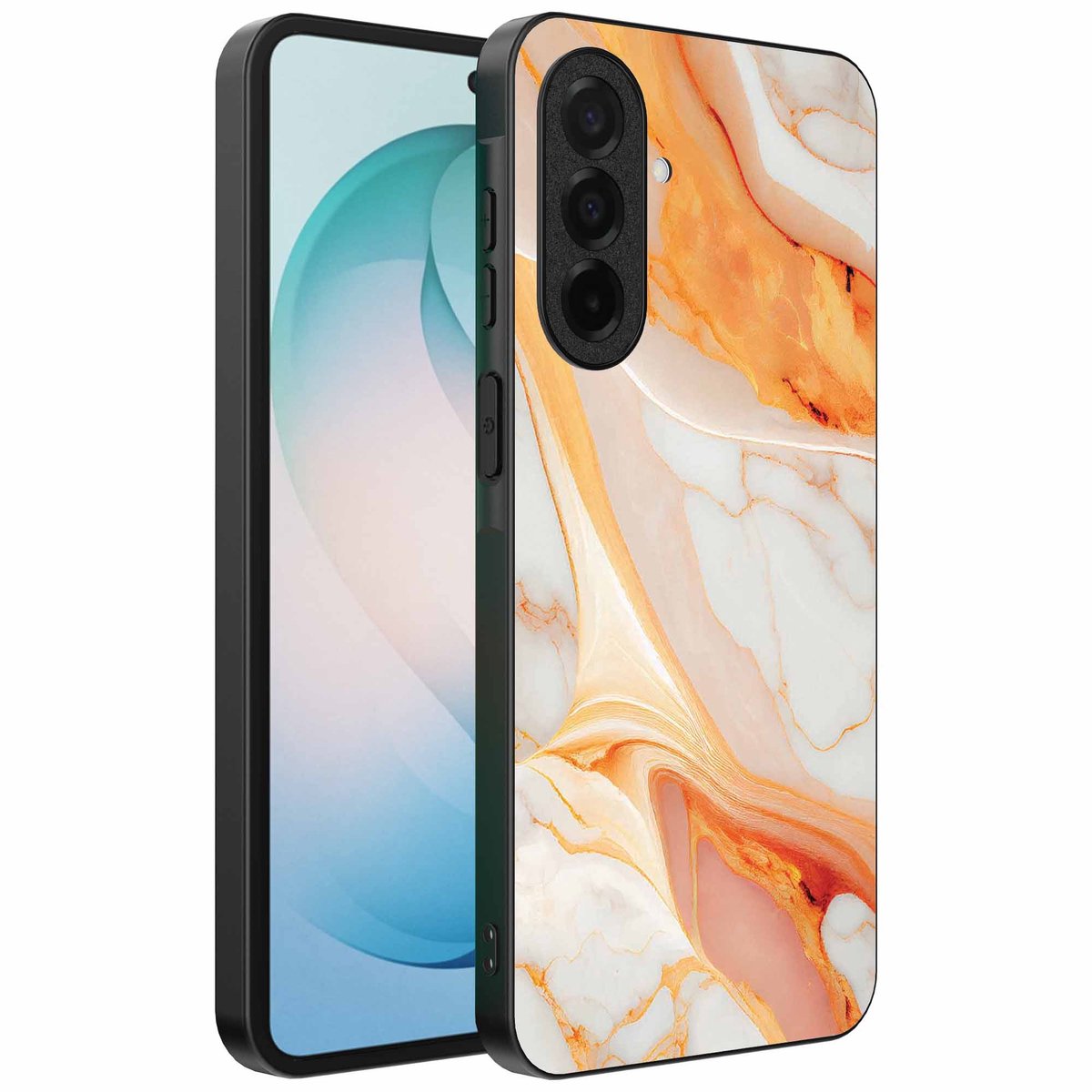 Geschikt voor Samsung Galaxy S26 Plus Telefoonhoesje met marmer opdruk - TPU backcover case marble design - Oranje - Smartphonica geschikt voor Samsung Galaxy S26 Plus